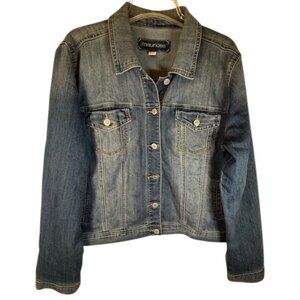 Maurices Classic Distressed Button Front Jean Jacket Size XL Trucker Cowgirl